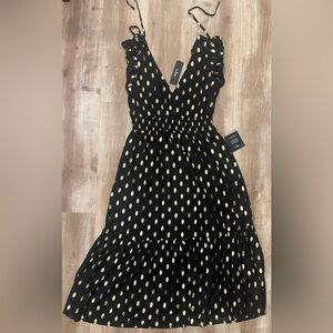 Lulu's Black and Gold Polka Dot Dress